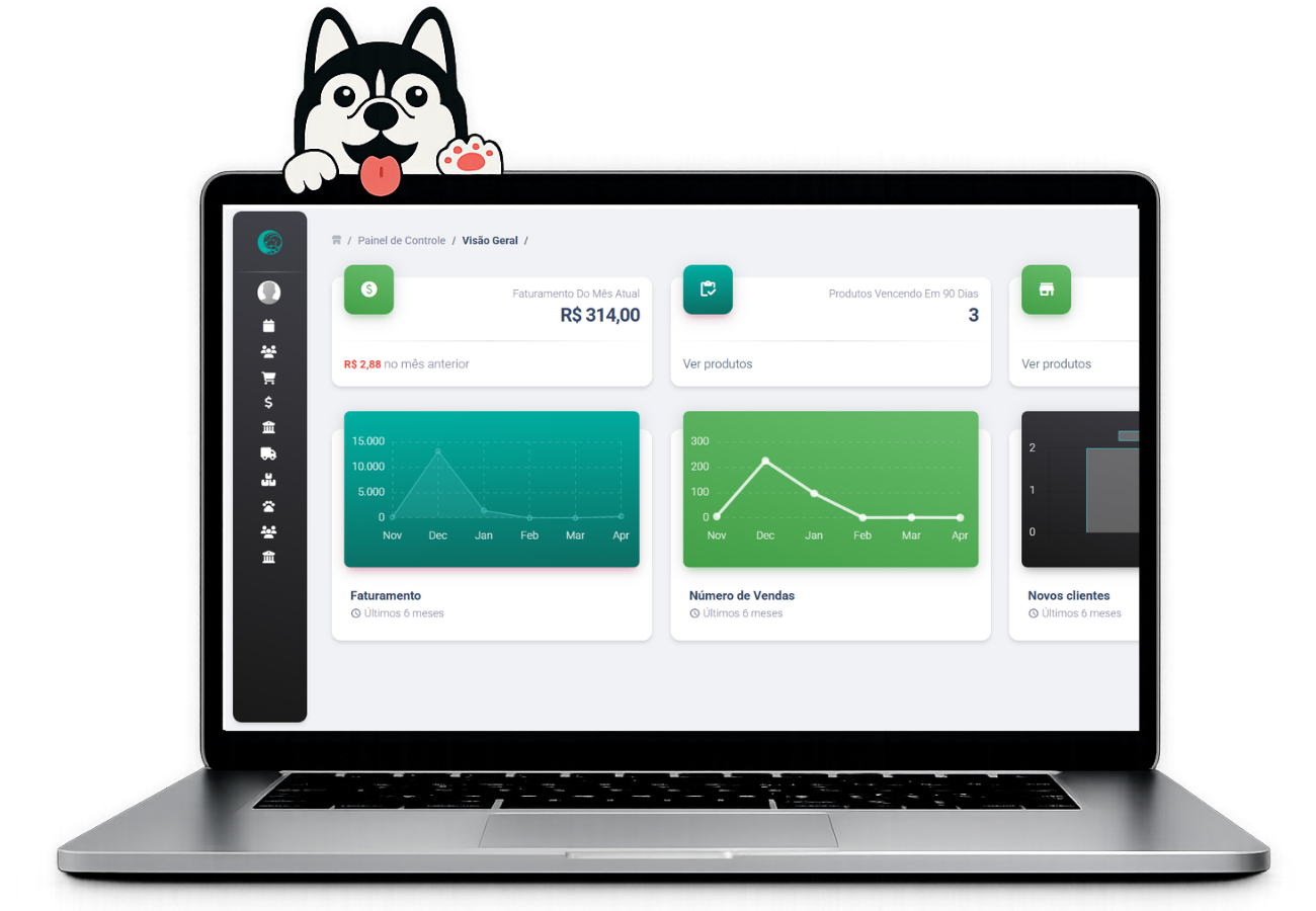 Painel do Astro Sistema em um notebook